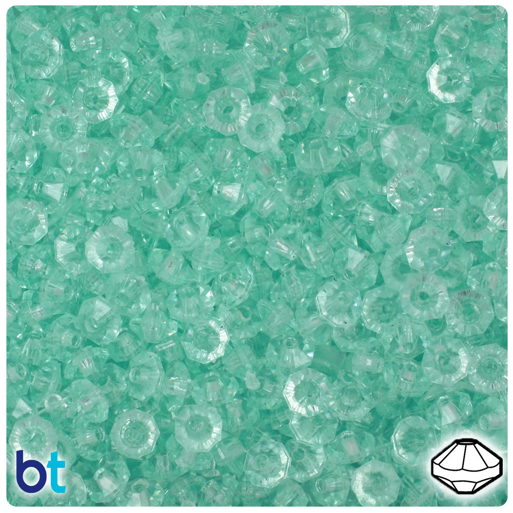 BeadTin Green Aqua Transparent 6mm Faceted Rondelle Plastic Craft Beads (1350pcs)