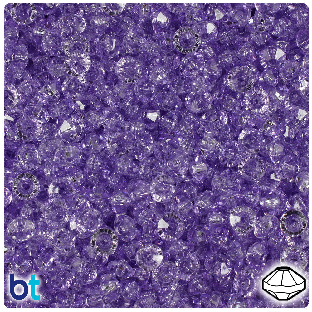 BeadTin Pale Amethyst Transparent 6mm Faceted Rondelle Plastic Craft Beads (1350pcs)