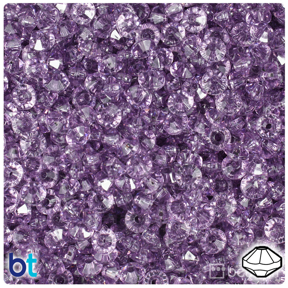 BeadTin Vintage Amethyst Transparent 6mm Faceted Rondelle Plastic Craft Beads (1350pcs)