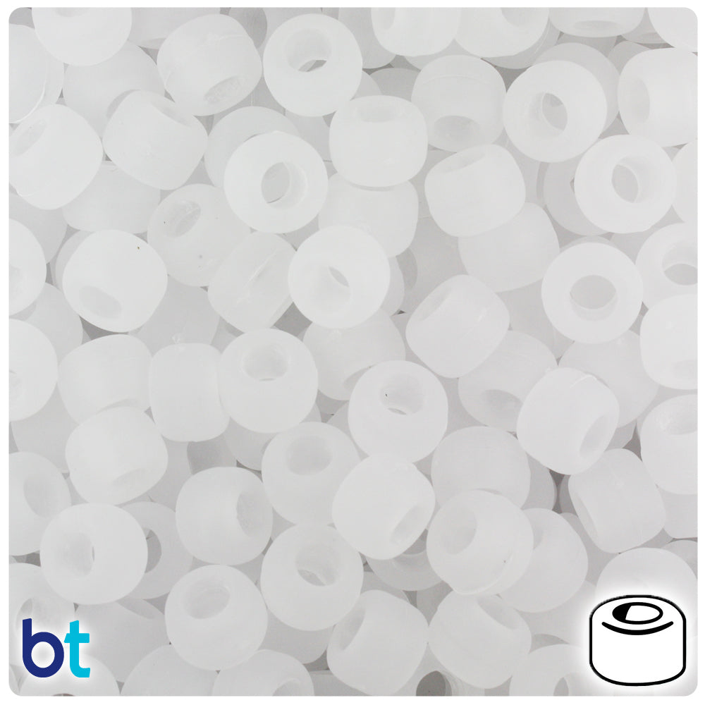 BeadTin Ice Frosted 9mm Barrel Plastic Pony Beads (500pcs)
