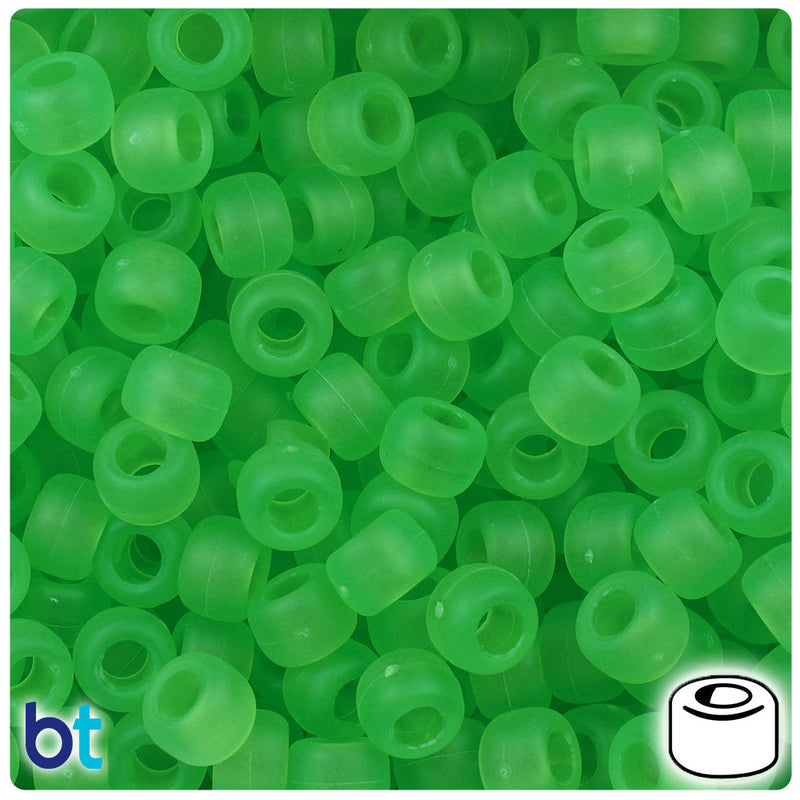 BeadTin Mint Frosted 9mm Barrel Plastic Pony Beads (500pcs)