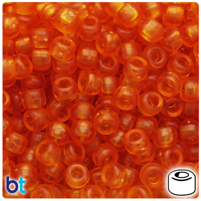 BeadTin Topaz Frosted 9mm Barrel Plastic Pony Beads (500pcs)