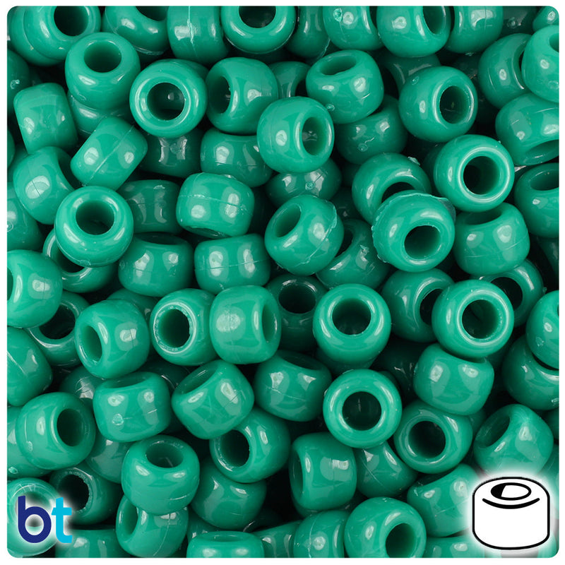 BeadTin Marbled Green 9mm Barrel Plastic Pony Beads (500pcs)