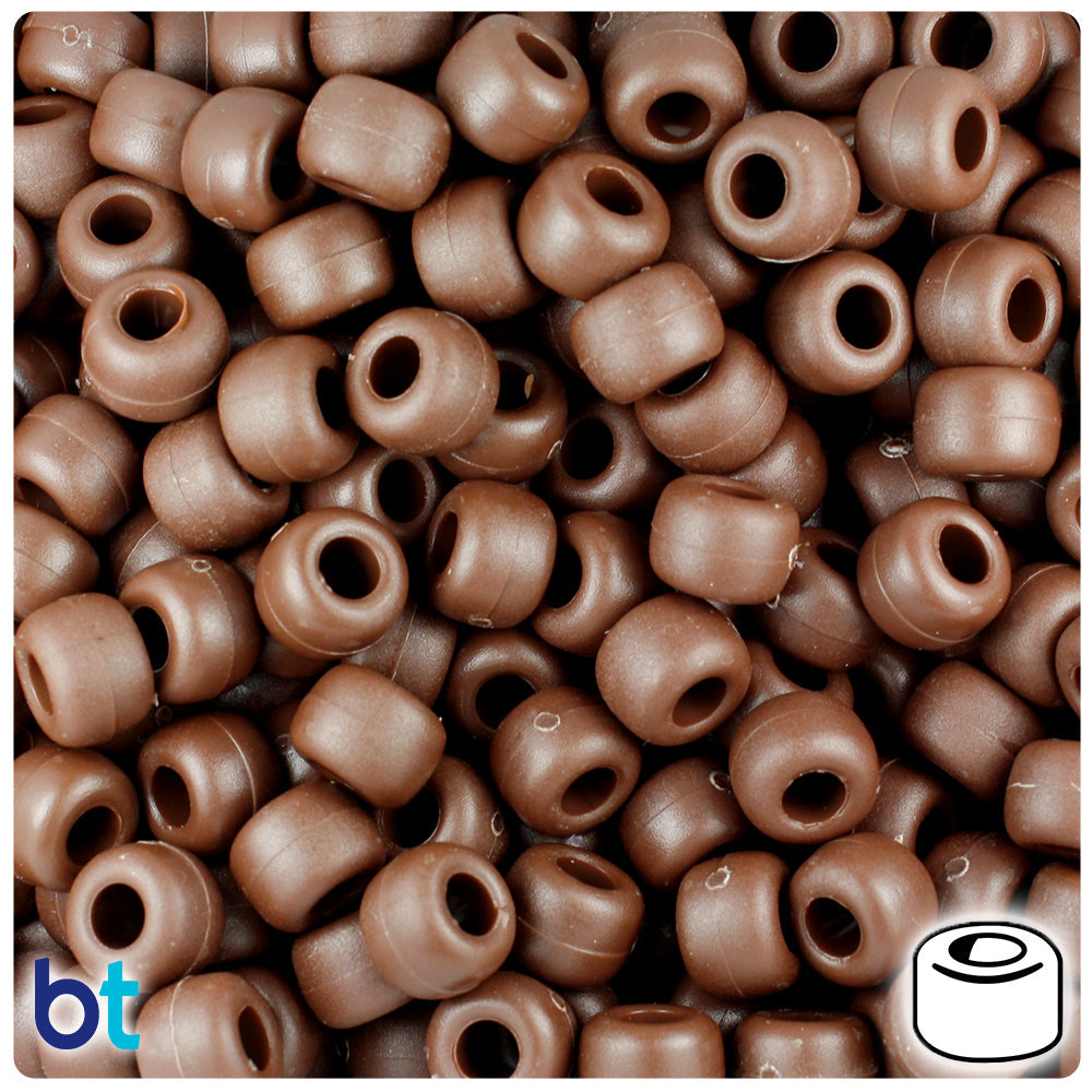 BeadTin Chocolate Matte 9mm Barrel Plastic Pony Beads (500pcs)