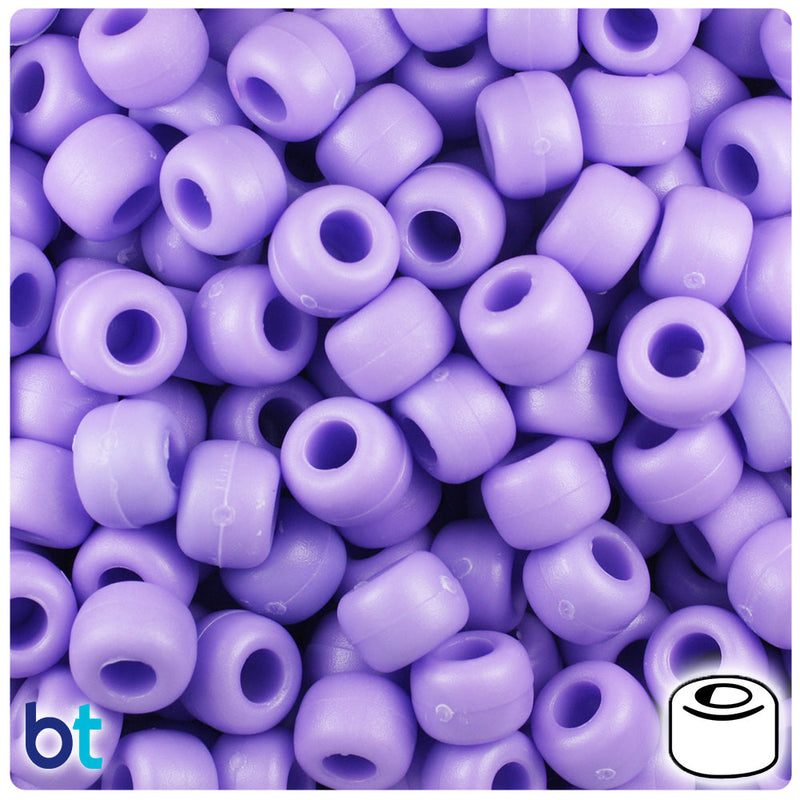 BeadTin Lilac Matte 9mm Barrel Plastic Pony Beads (500pcs)