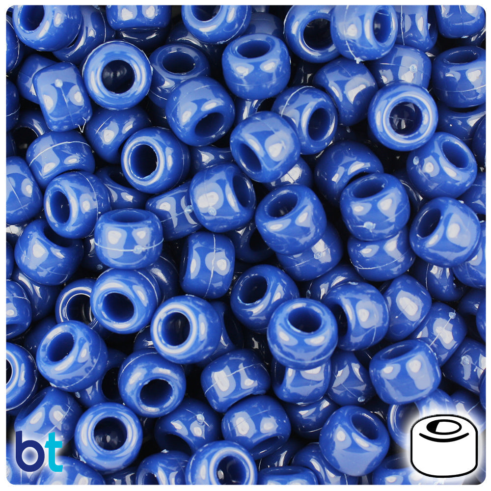 BeadTin Navy Opaque 9mm Barrel Plastic Pony Beads (500pcs)