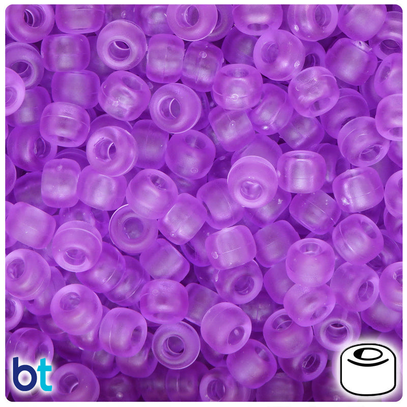 BeadTin Pale Amethyst Frosted 9mm Barrel Plastic Pony Beads (500pcs)