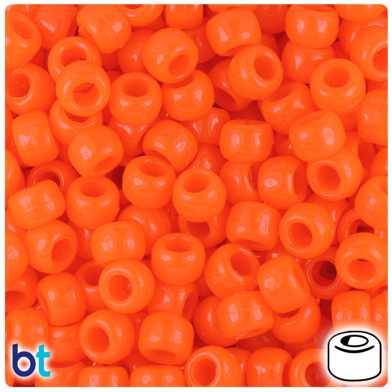 BeadTin Tangelo Neon Bright 9mm Barrel Plastic Pony Beads (500pcs)