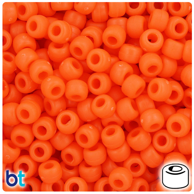 BeadTin Tangelo Matte 9mm Barrel Plastic Pony Beads (500pcs)