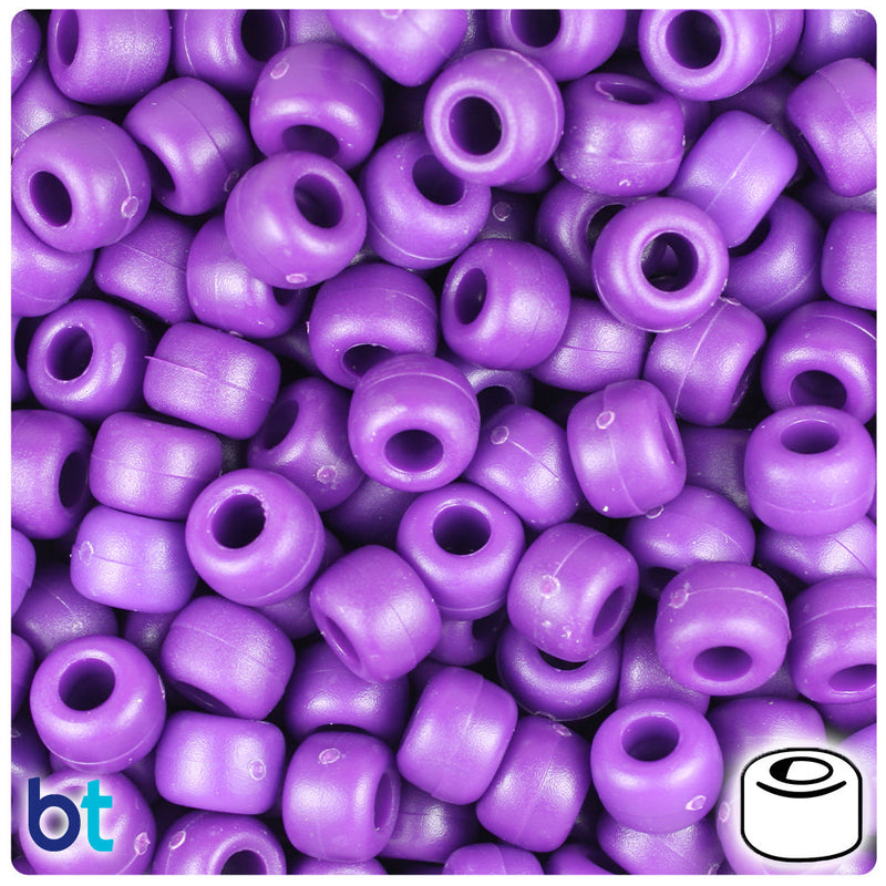 BeadTin Plum Matte 9mm Barrel Plastic Pony Beads (500pcs)