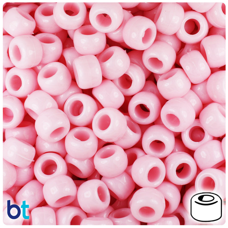 BeadTin Dusty Rose Opaque 9mm Barrel Plastic Pony Beads (500pcs)