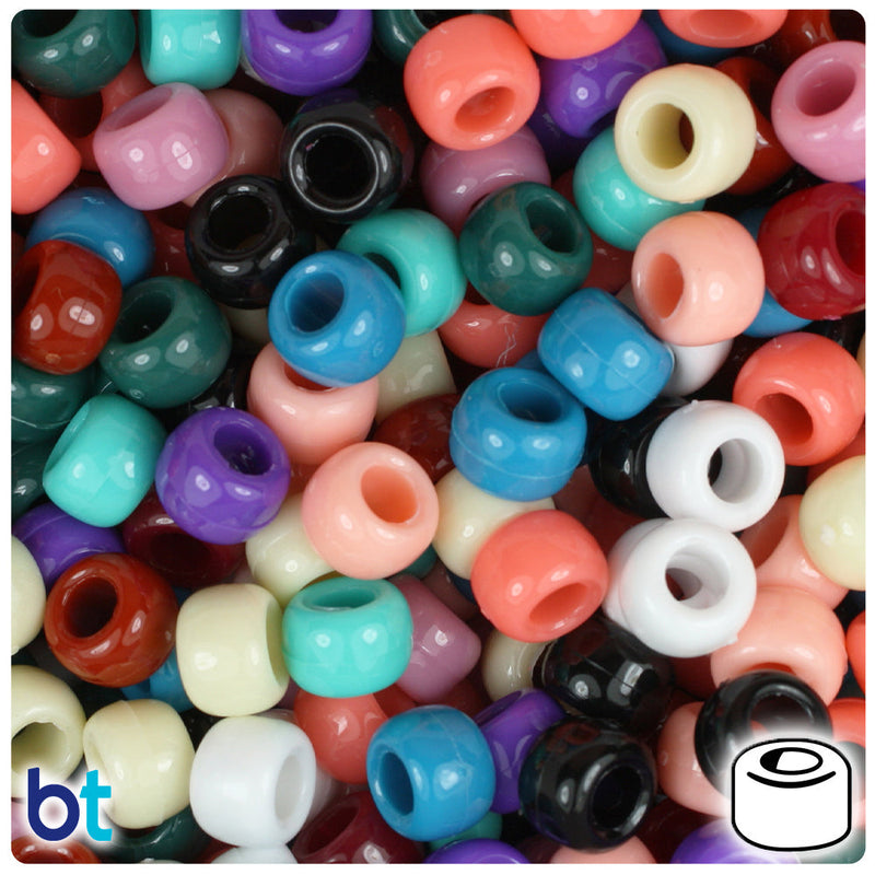 BeadTin Southwest Mix Opaque 9mm Barrel Plastic Pony Beads (500pcs)