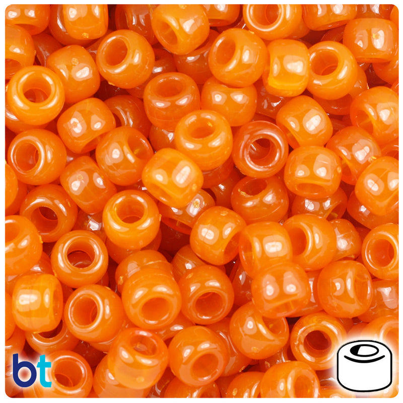 BeadTin Tiger Coral Transparent 9mm Barrel Plastic Pony Beads (500pcs)