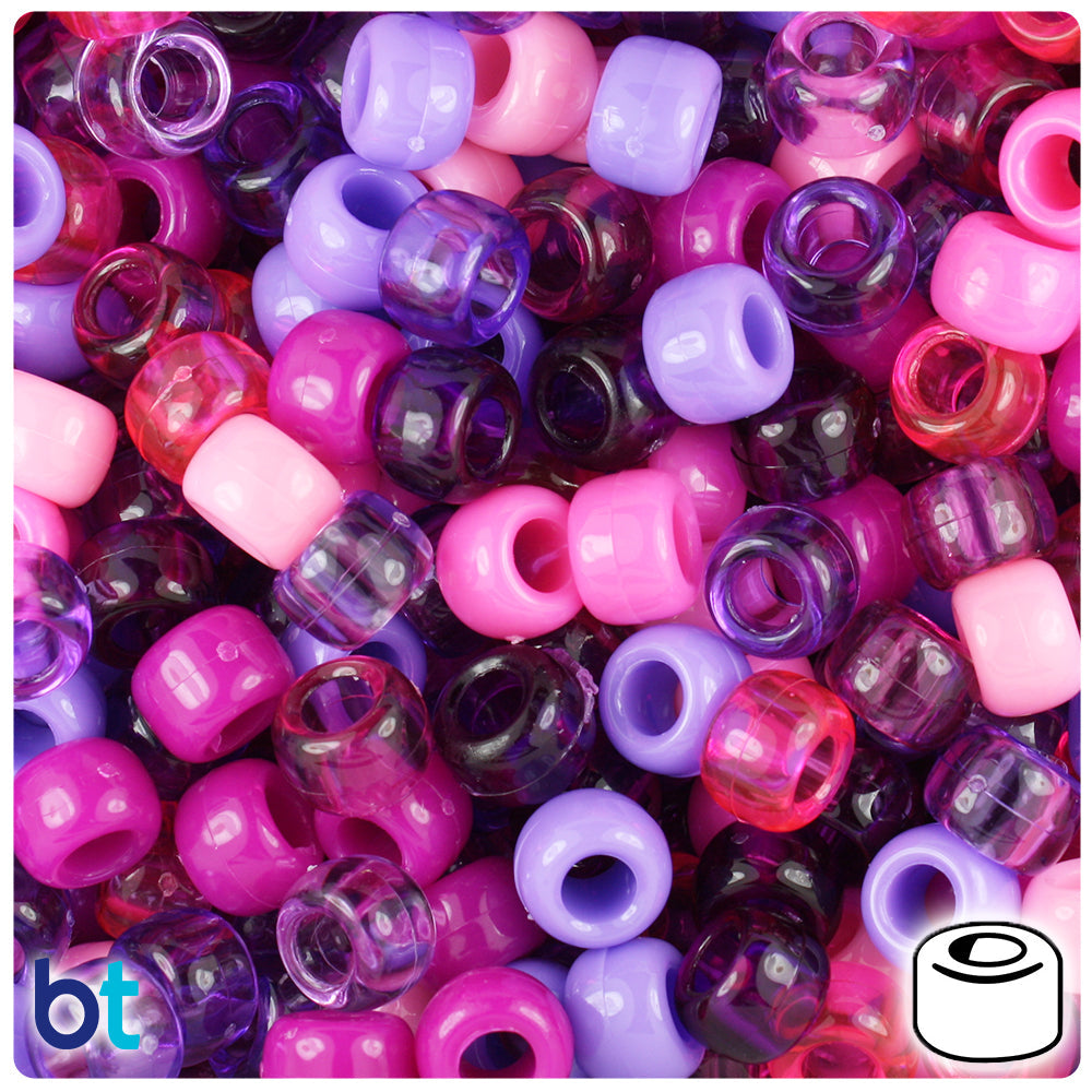 BeadTin Berry Mix 9mm Barrel Plastic Pony Beads (500pcs)