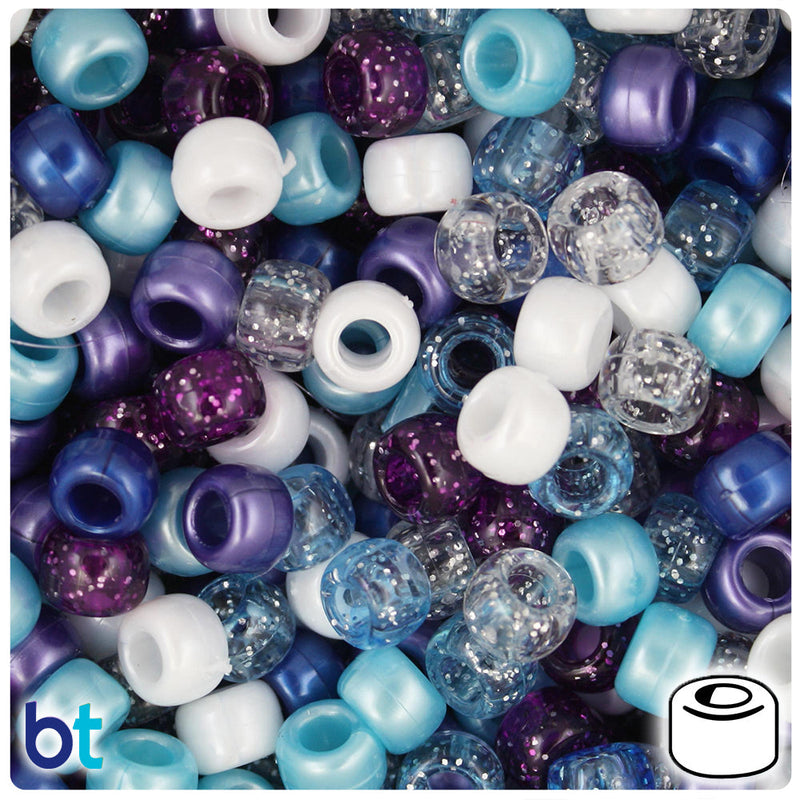 BeadTin Stellar Multi 9mm Barrel Plastic Pony Beads (500pcs)