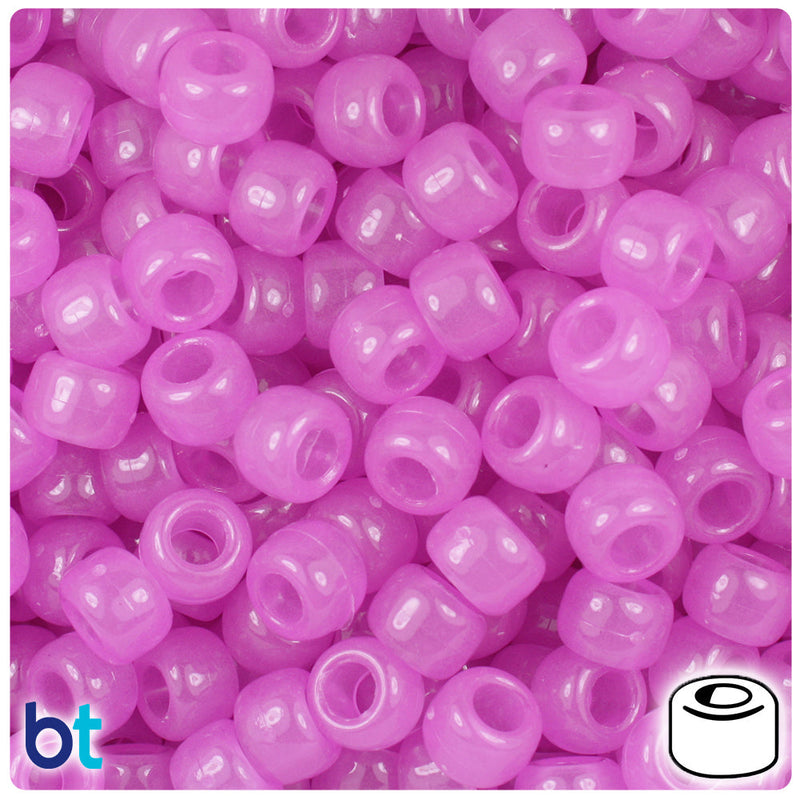 BeadTin Purple Glow 9mm Barrel Plastic Pony Beads (500pcs)