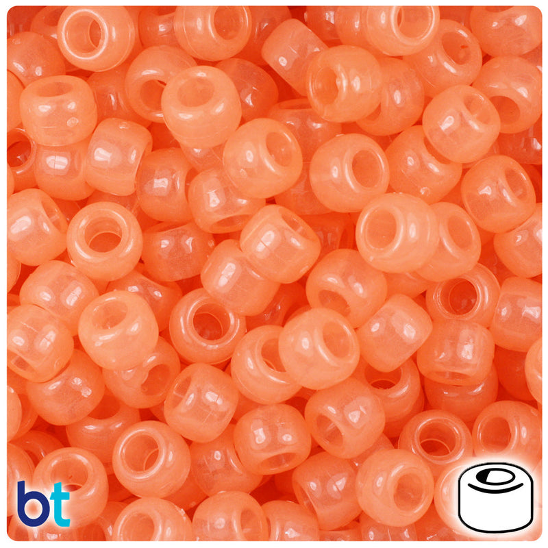 BeadTin Orange Glow 9mm Barrel Plastic Pony Beads (500pcs)