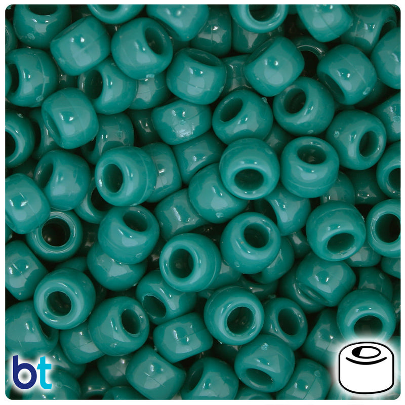 BeadTin Dark Teal Opaque 9mm Barrel Plastic Pony Beads (500pcs)