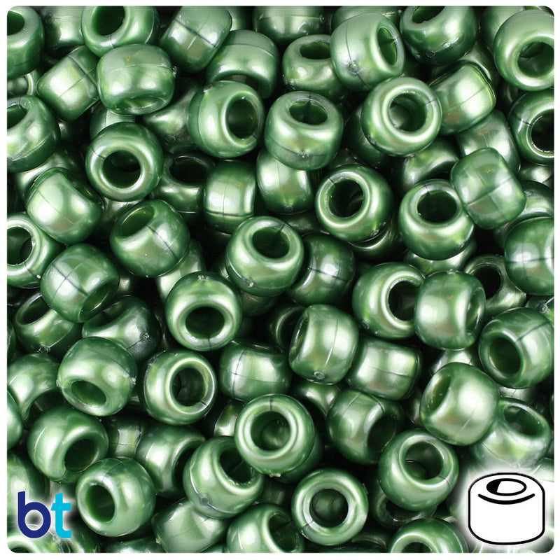 BeadTin Jade Pearl 9mm Barrel Plastic Pony Beads (500pcs)