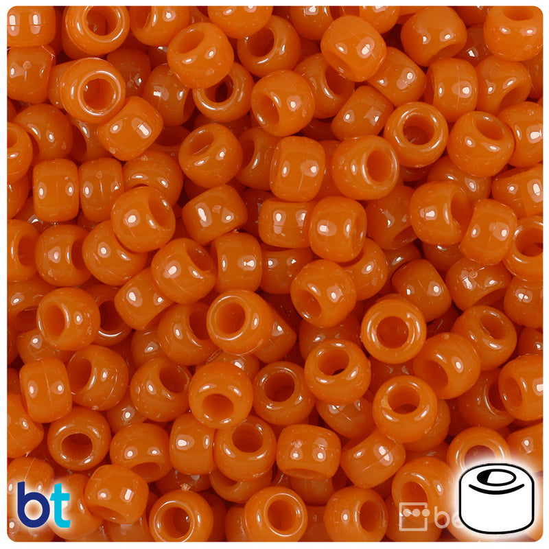 BeadTin Pumpkin Opaque 9mm Barrel Plastic Pony Beads (500pcs)