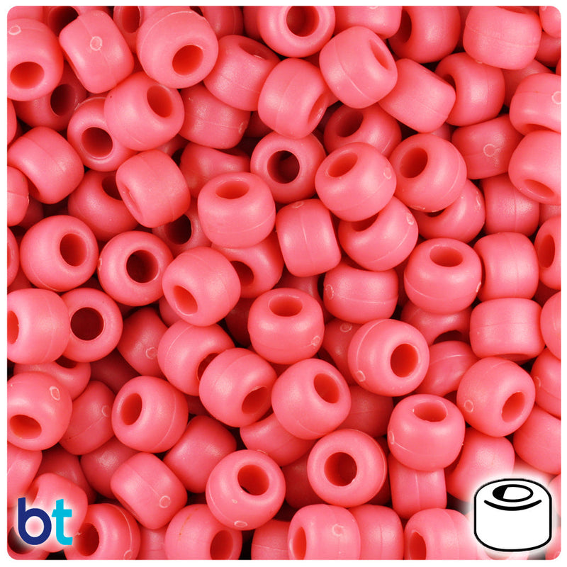 BeadTin Carnation Matte 9mm Barrel Plastic Pony Beads (500pcs)