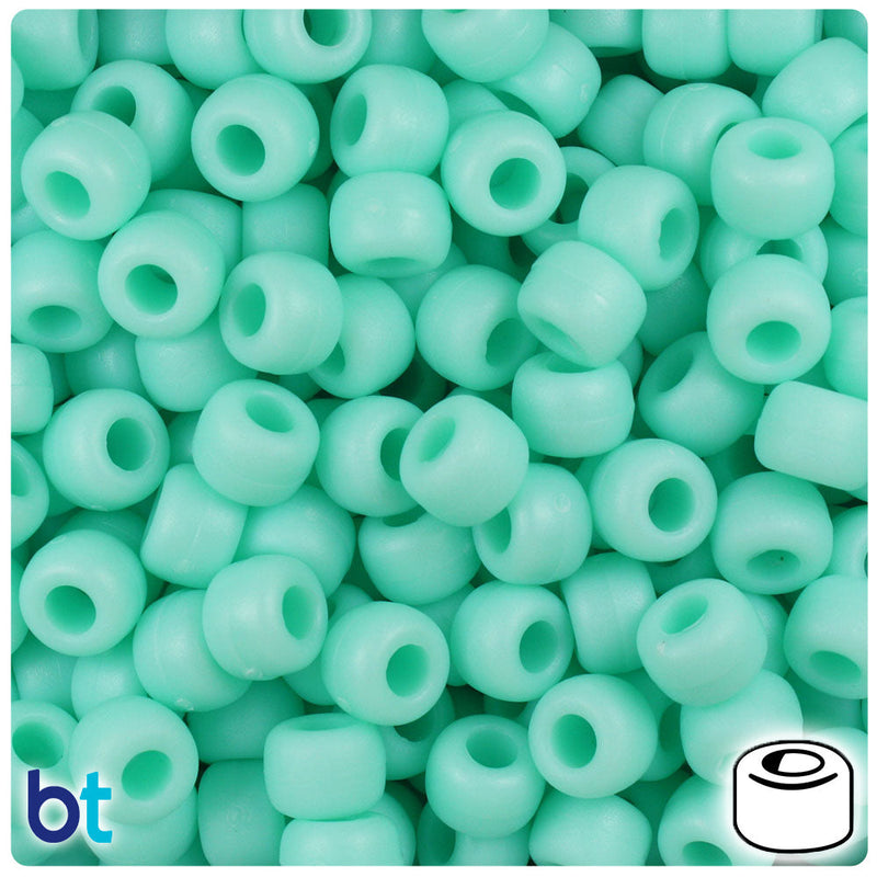 BeadTin Sea Foam Matte 9mm Barrel Plastic Pony Beads (500pcs)