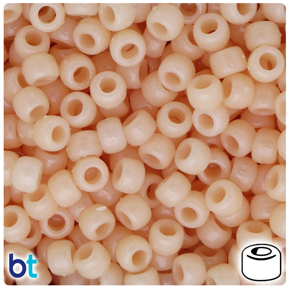 BeadTin Dark Cream Opaque 9mm Barrel Plastic Pony Beads (500pcs)