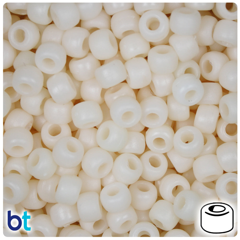 BeadTin Dark Cream Matte 9mm Barrel Plastic Pony Beads (500pcs)