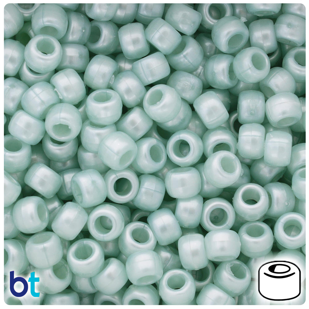BeadTin Light Caribbean Pearl 9mm Barrel Plastic Pony Beads (500pcs)