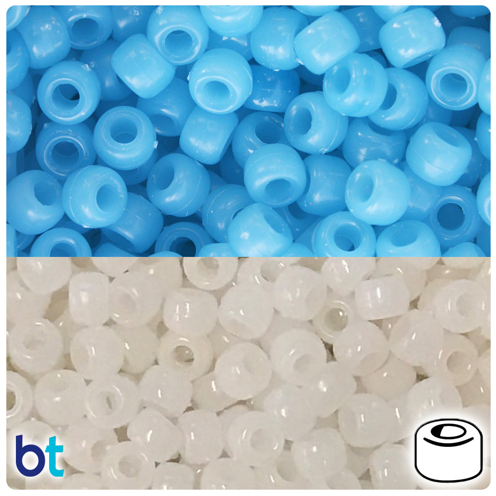 BeadTin Blue Sunshine 9mm Barrel Plastic Pony Beads (200pcs)