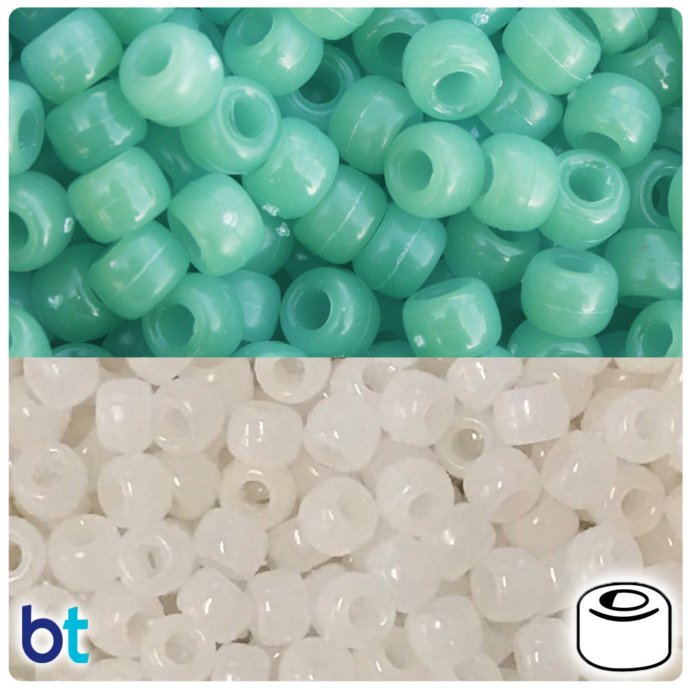 BeadTin Green Sunshine 9mm Barrel Plastic Pony Beads (200pcs)