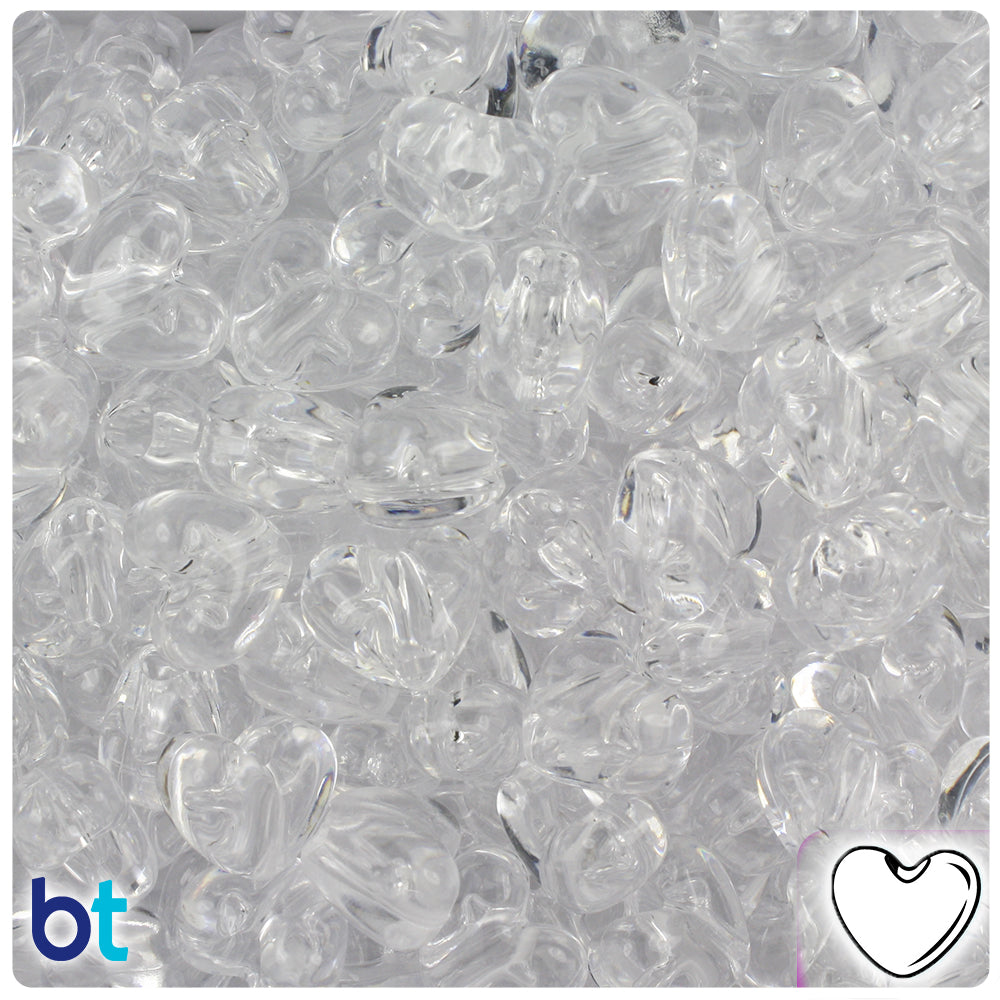 BeadTin Crystal Transparent 12mm Heart (VH) Plastic Pony Beads (250pcs)