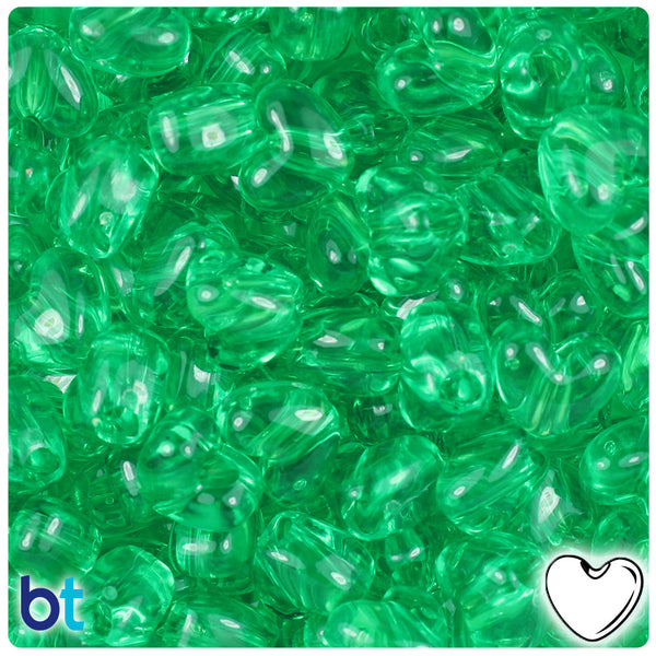 BeadTin Mint Transparent 12mm Heart (VH) Plastic Pony Beads (250pcs)