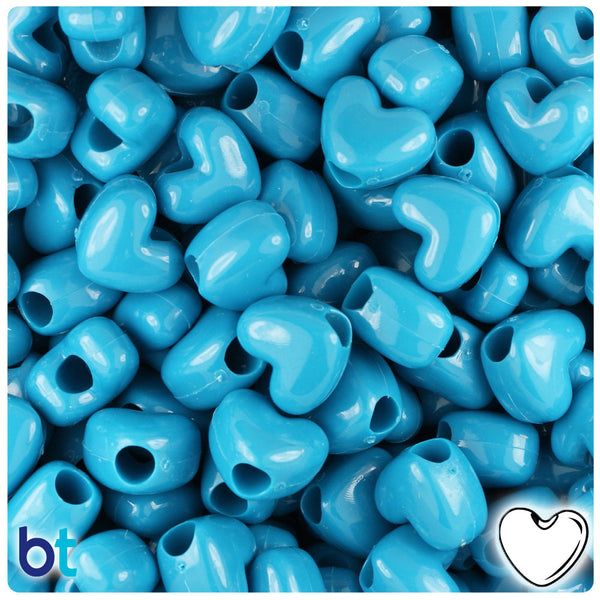 BeadTin Dark Turquoise Opaque 12mm Heart (VH) Plastic Pony Beads (250pcs)