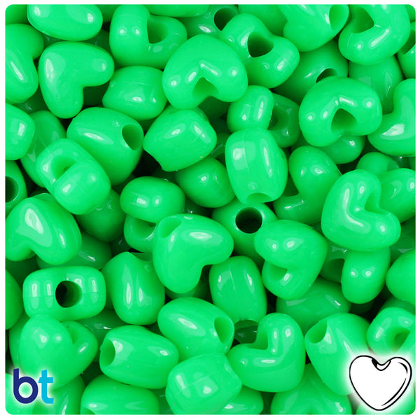 BeadTin Grasshopper Neon Bright 12mm Heart (VH) Plastic Pony Beads (250pcs)