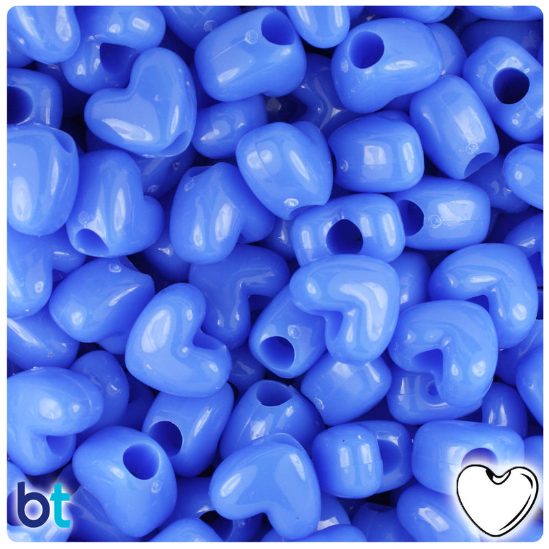 BeadTin Periwinkle Opaque 12mm Heart (VH) Plastic Pony Beads (250pcs)