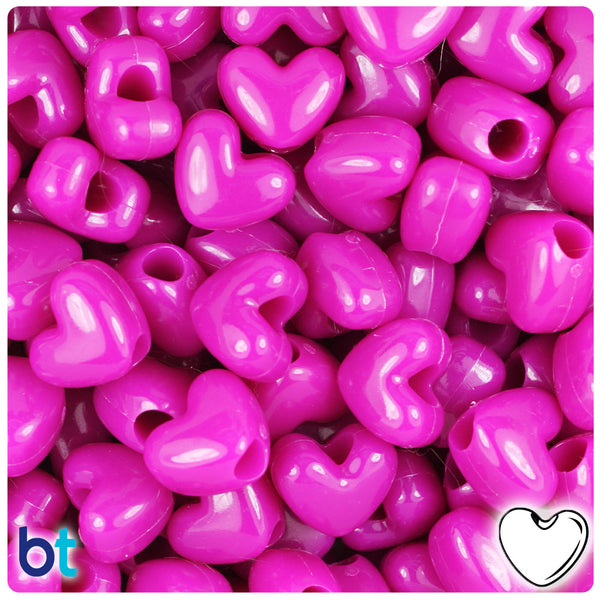 BeadTin Mulberry Opaque 12mm Heart (VH) Plastic Pony Beads (250pcs)