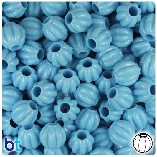 BeadTin Baby Blue Opaque 10mm Melon Plastic Pony Beads (300pcs)