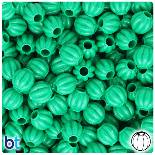 BeadTin Green Opaque 10mm Melon Plastic Pony Beads (300pcs)