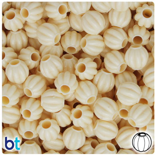 BeadTin Ivory Opaque 10mm Melon Plastic Pony Beads (300pcs)