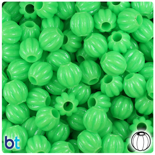 BeadTin Lime Opaque 10mm Melon Plastic Pony Beads (300pcs)