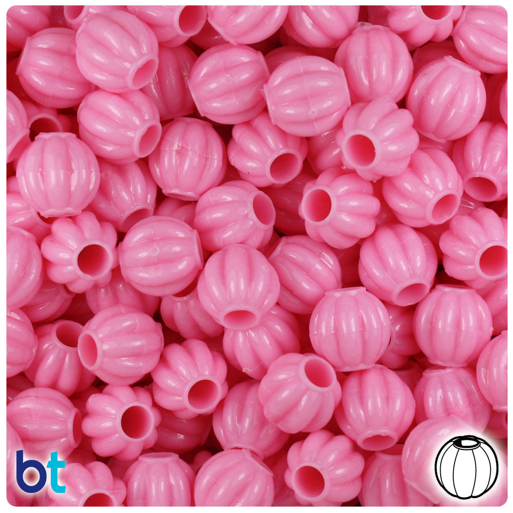 BeadTin Baby Pink Opaque 10mm Melon Plastic Pony Beads (300pcs)