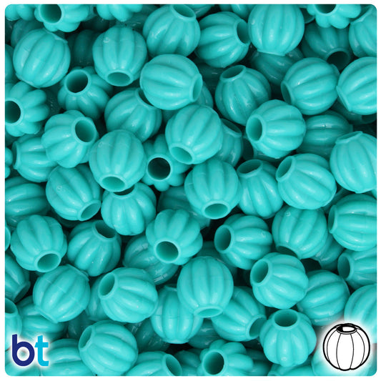 BeadTin Light Turquoise Opaque 10mm Melon Plastic Pony Beads (300pcs)