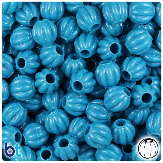 BeadTin Dark Turquoise Opaque 10mm Melon Plastic Pony Beads (300pcs)
