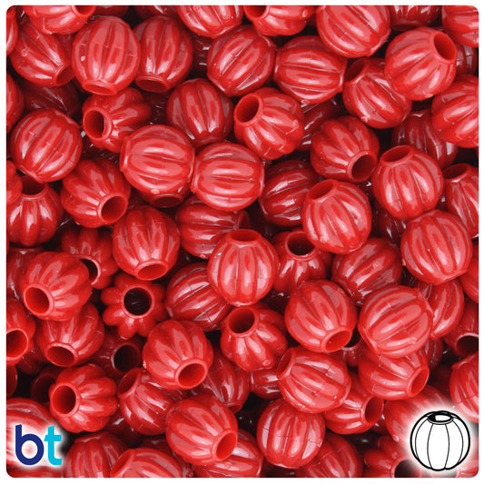 BeadTin Red Opaque 10mm Melon Plastic Pony Beads (300pcs)