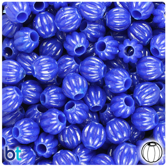 BeadTin Royal Blue Opaque 10mm Melon Plastic Pony Beads (300pcs)