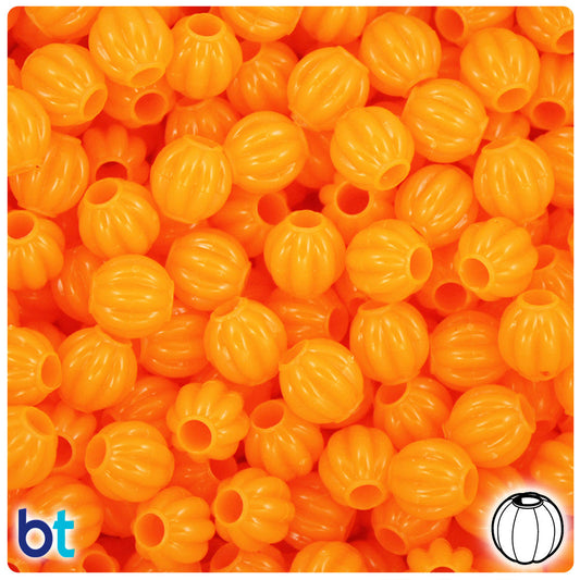 BeadTin Orange Opaque 10mm Melon Plastic Pony Beads (300pcs)