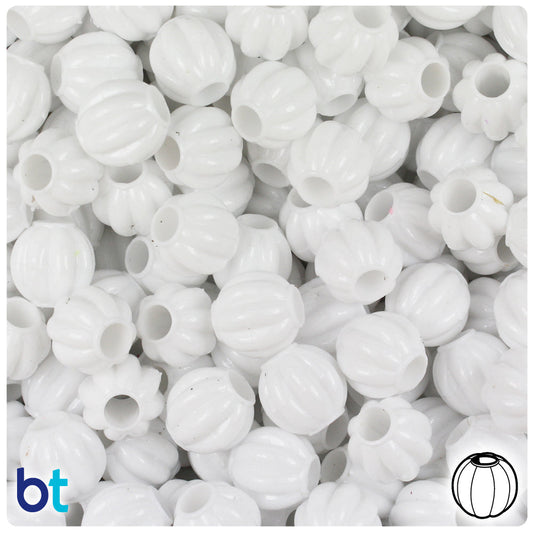 BeadTin White Opaque 10mm Melon Plastic Pony Beads (300pcs)