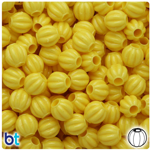 BeadTin Yellow Opaque 10mm Melon Plastic Pony Beads (300pcs)