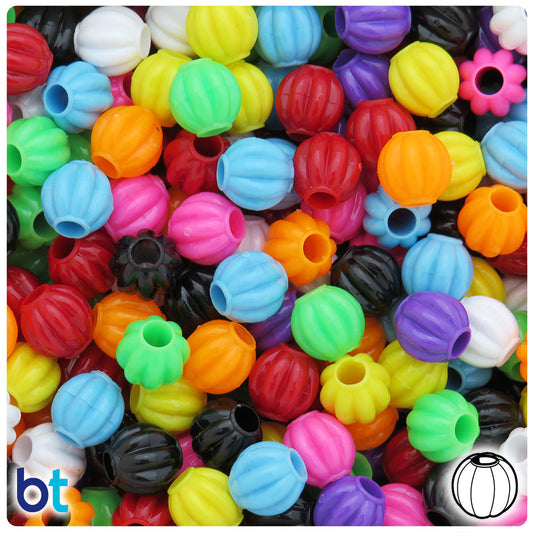 BeadTin Opaque Mix 10mm Melon Plastic Pony Beads (300pcs)